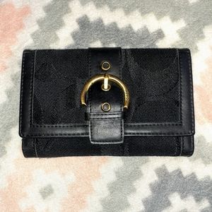 COACH Black Wallet Signature C Canvas Leather 